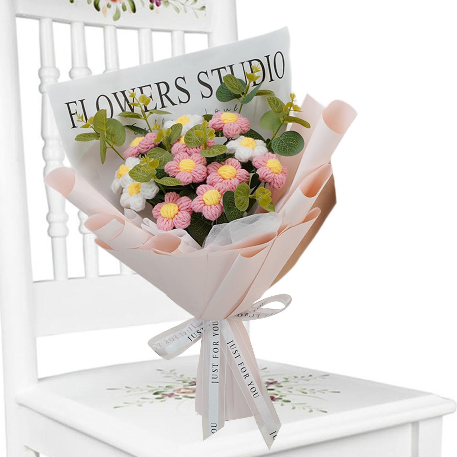 Amazon｜T Tooyful かぎ針編み花束 プリザーブドフラワー 装飾 完成