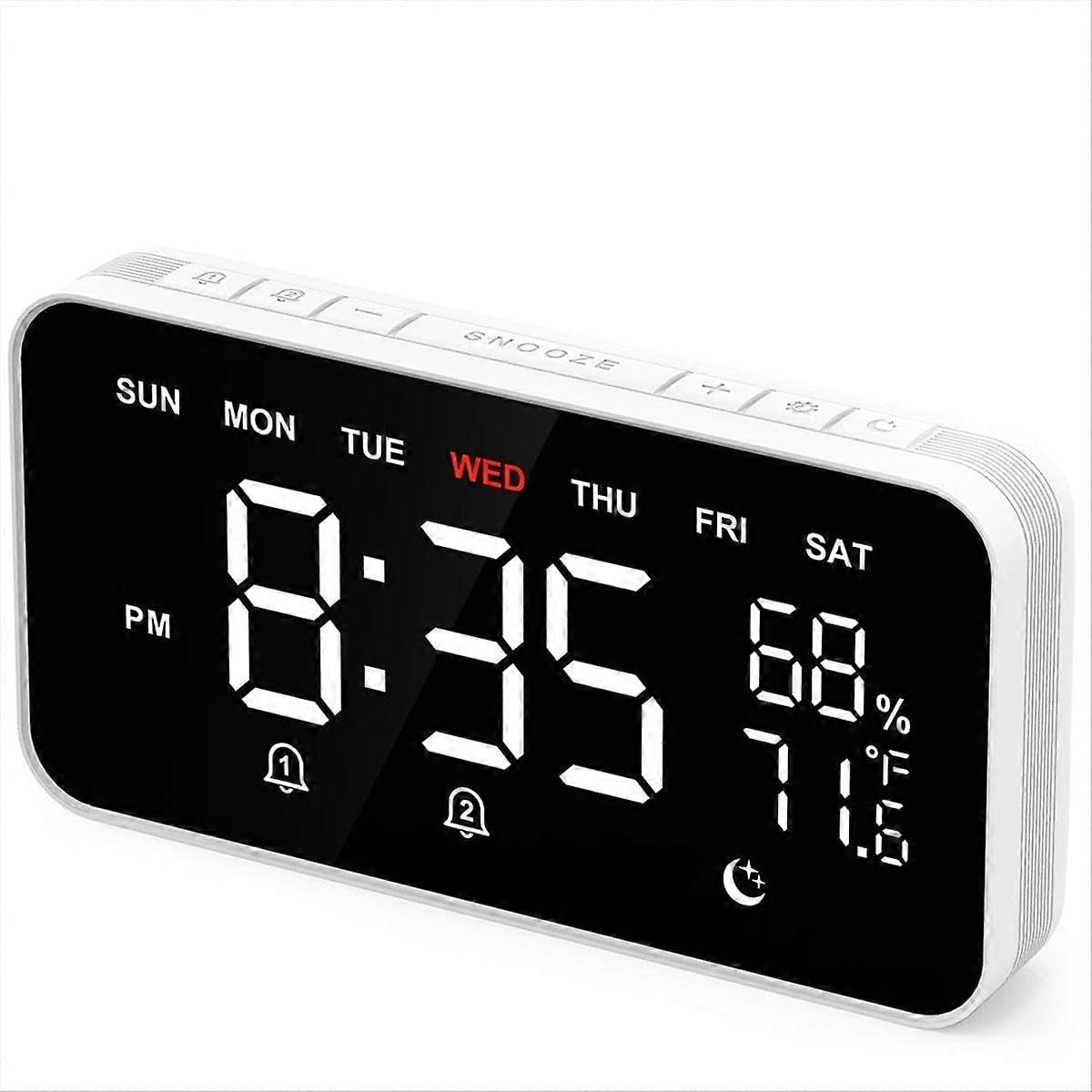 JOYHAPPST Digital Alarm Clocks for Bedrooms, Loud Clock Heavy Sleepers,Temperature & Humidity Detect,Large Display