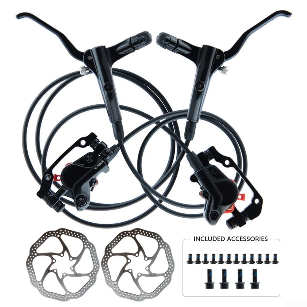 Wydajne hydrauliczne hamulce tarczowe rowerowe z podwójnym mechanizmem tłokowym wstępnie wypełnione dla wygody (lewy przód prawy tył z 2 szt.)