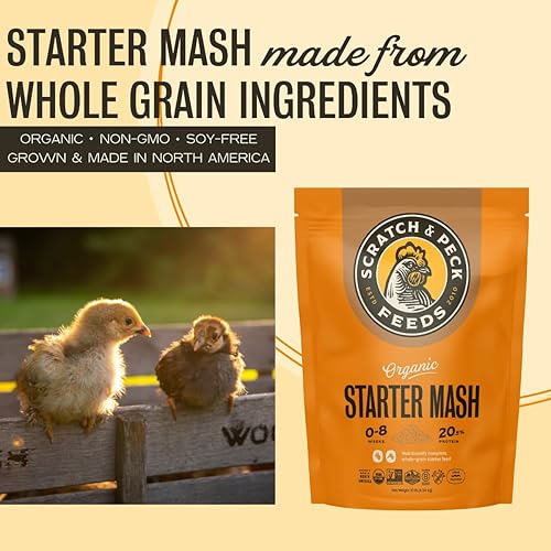 Miniatura 2 de Scratch and Peck Feeds Organic Starter Mash Chick Feed - 10 libras - 20.5% de proteína, proyecto verificado sin OMG, alimento para pollitos