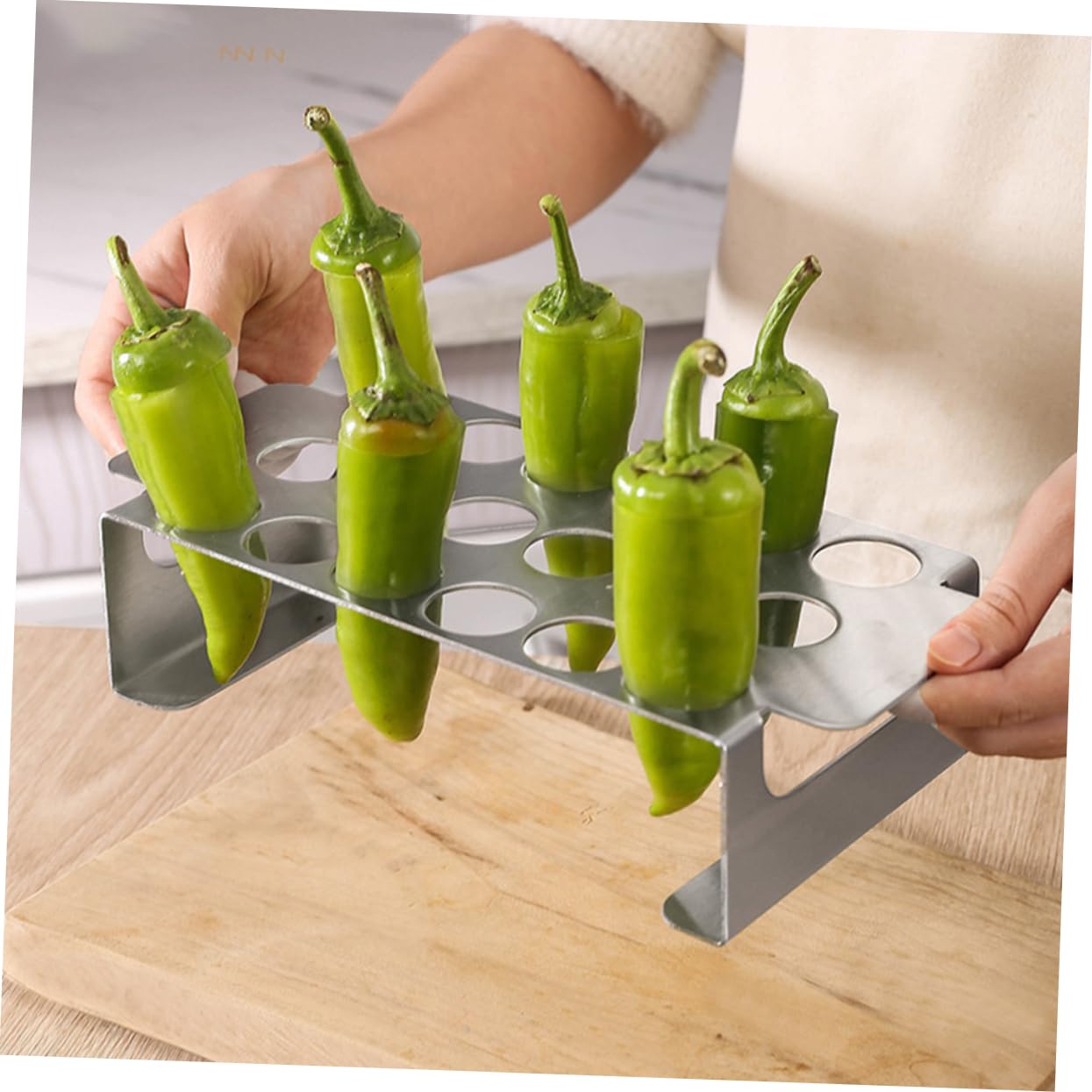 Soporte con Acero de Pimienta Parrilla Inoxidable para Descorazonador Herramienta Multifuncional Barbacoa y Cocina, Adecuado para Muslos de Pollo