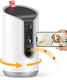 2K Pet Camera Treat Dispenser, 360°View Dog Camera with Phone App, 5G&2.4G WiFi 2-Way Talk Pet Cam Indoor for Cats Remote Treat Tossing, Motion Alerts, Auto Tracking