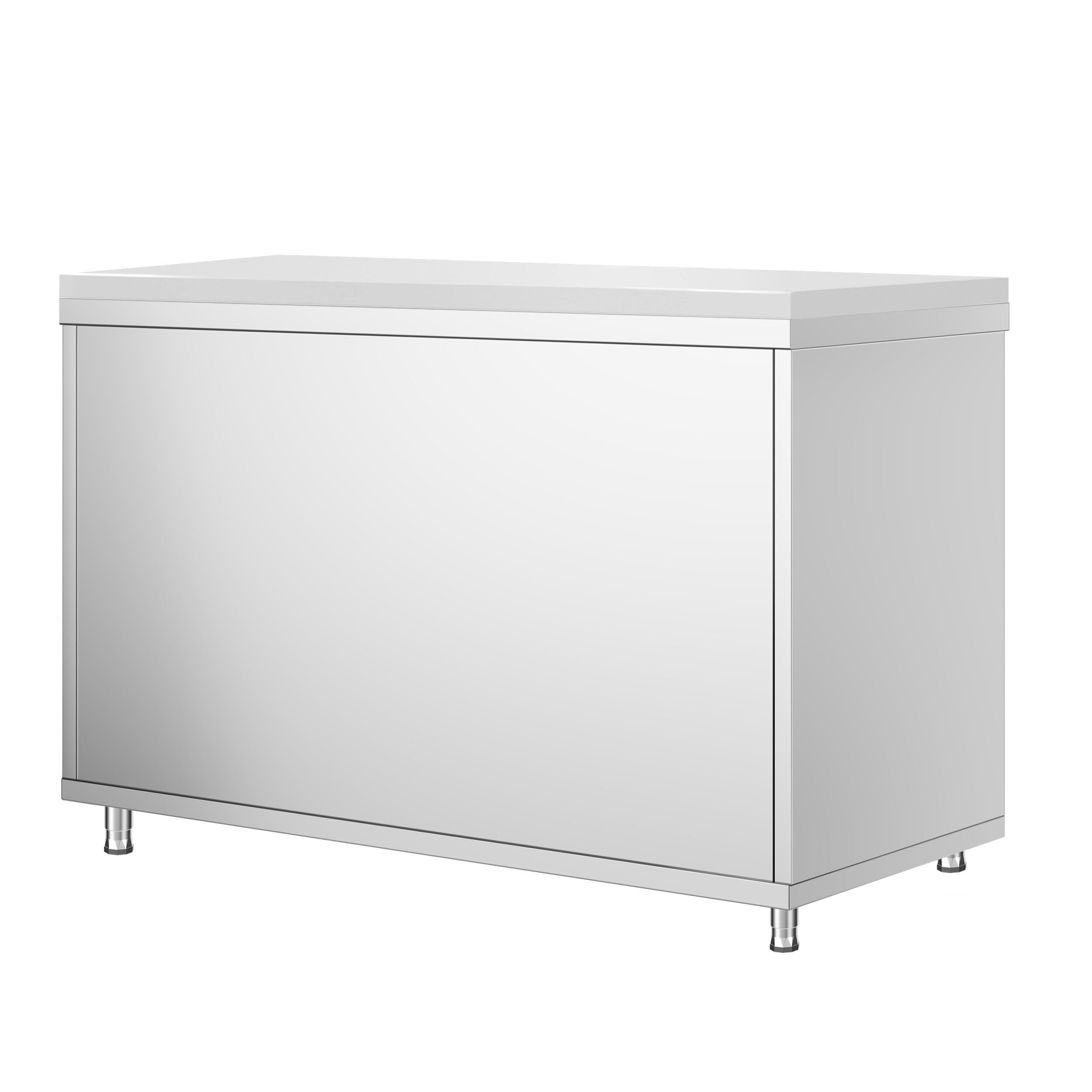 GGM Gastro | ASK127#FKPGT127 | Edelstahl Arbeitsschrank PREMIUM - 1200x700mm - mit Schiebetür - inkl. Schneideplatte Weiß