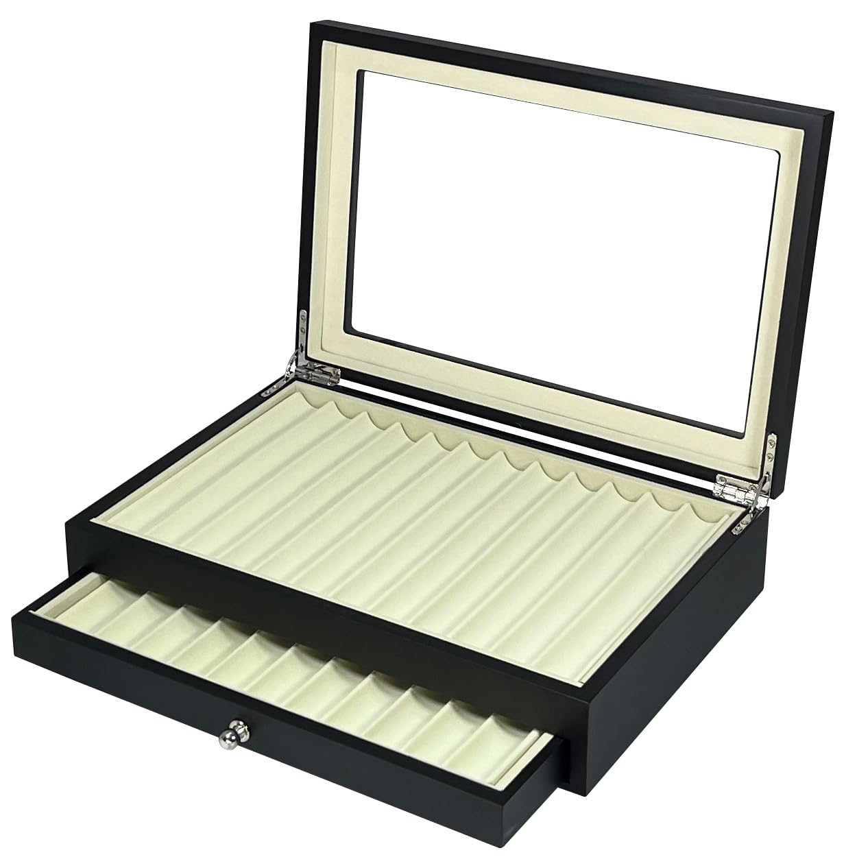 MR Maestro Relojero - Vitrina Colección para 23 Estilográficas | Caja Organizadora de Estantería | Almacenamiento Plumas, Lapiceros | Bolígrafos Bonitos | Caja para Colección Black