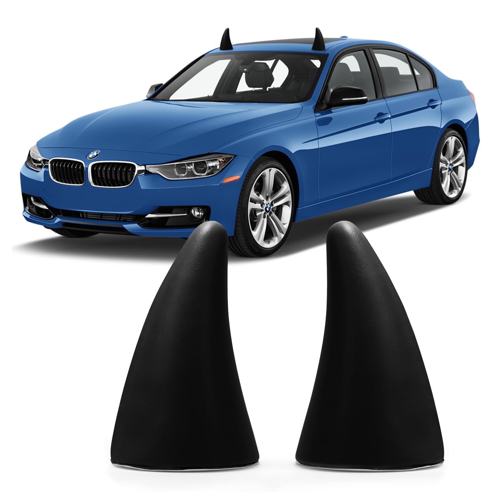 YGMONER Car 3D Devil Horns Sticker (Easy to Find Car in The Parking Lot) Halloween Car Roof Decor Elasticity Foam Bull Horns (): Classic Black