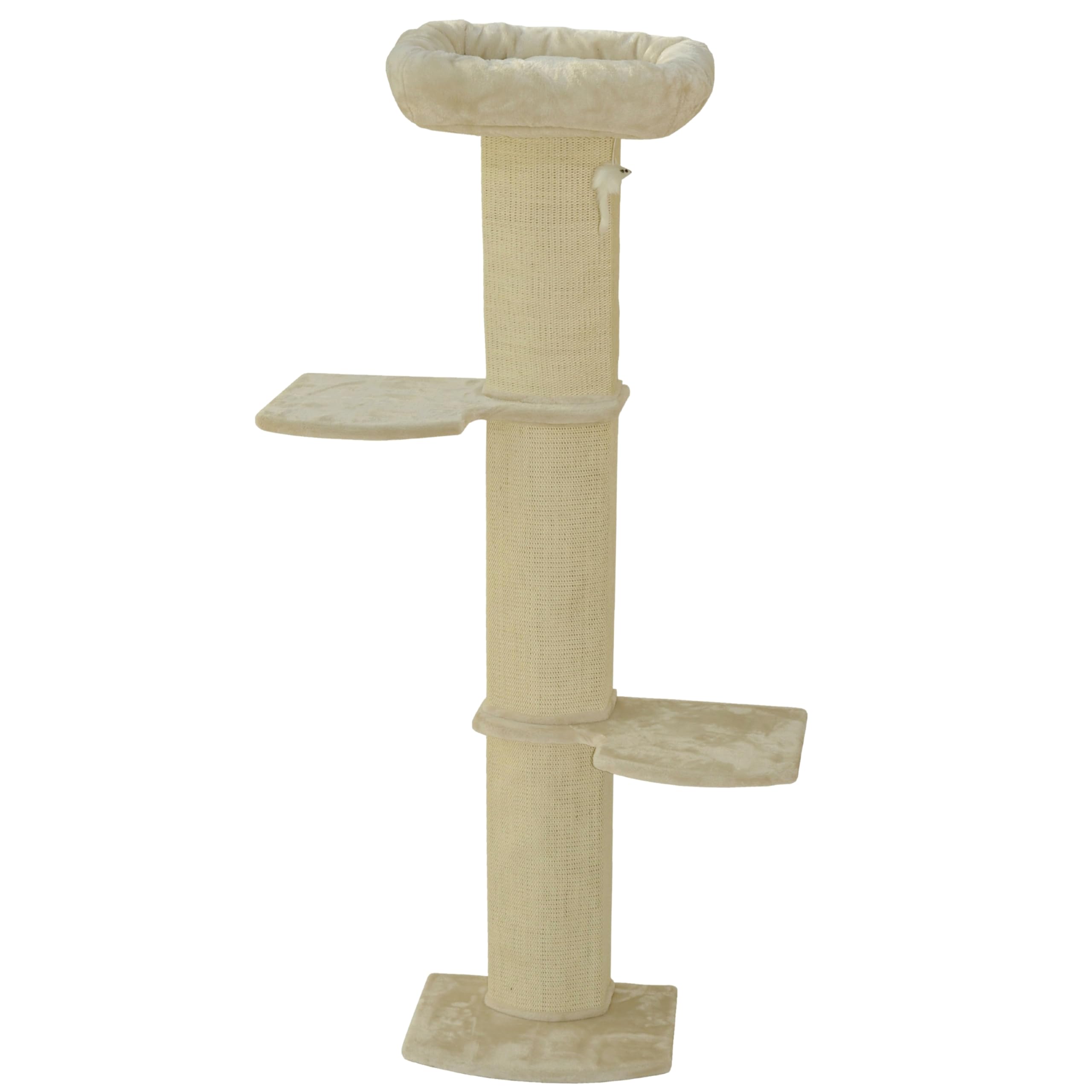 nanook Wandkratzbaum Kratzbaum Stella 186 cm - Katzenbett und Sisalsäulen - Wandmontage - beige