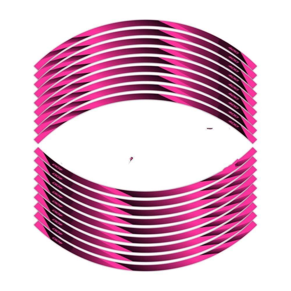 Hub Decals Rim for NINJA300 EX300 NINJA400 EX400 Motorcycle 17 Inch Front Rear Decal Hub Reflective Rim Stickers Stripe Tape(Pink20)