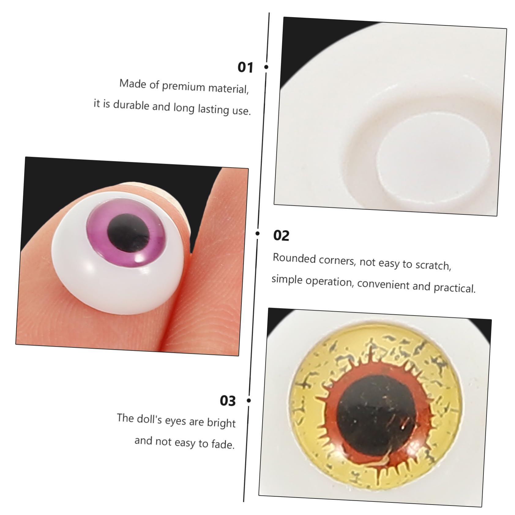 PRETYZOOM 400 STK Künstliche Augen Simulationsaugen Puppenaugen Puppenzubehör Handwerkliche Sicherheitsaugen Augäpfel Bastelaugen Selber Machen Dly Gewebte Materialien Plüsch DIY-Puppe Acryl