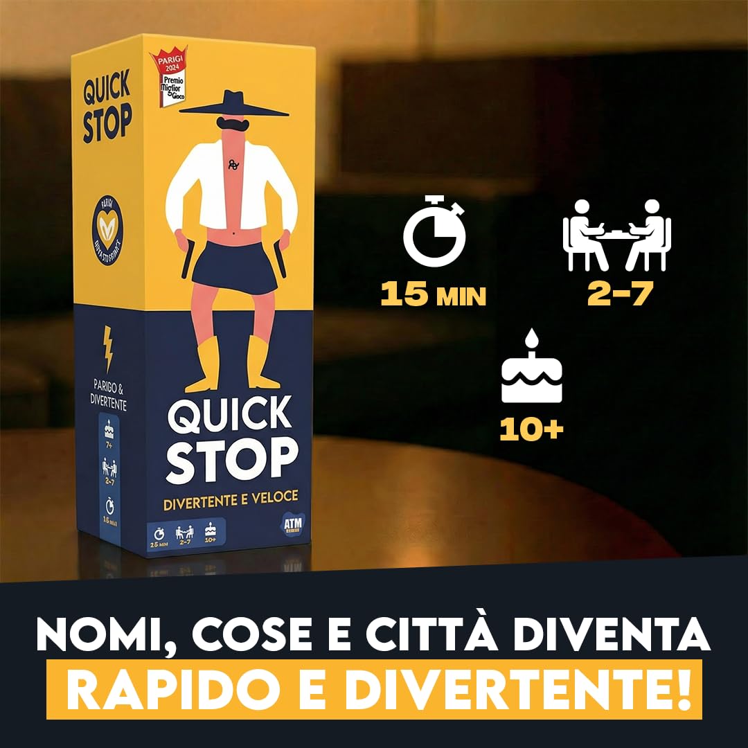 ATM Gaming QUICKSTOP Original + QUICKSTOP Senza Filtri - Gioco di Carte - Da 2 a 7 Giocatori - Perfetto per Creare Atmosfera - Party Game Italiano