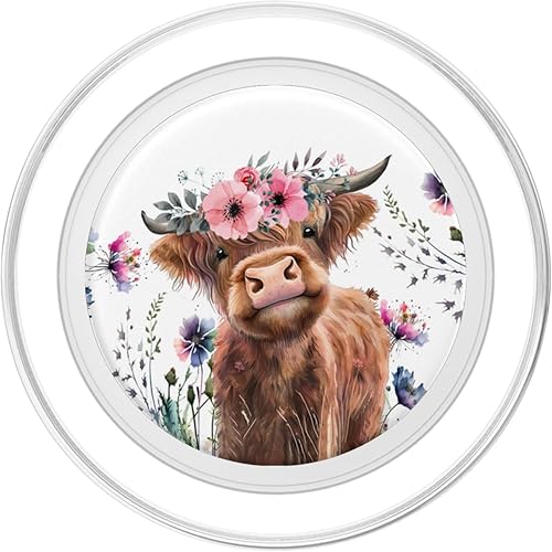 Miniatura 14 de PopSockets de acuarela de vaca escocesa floral de vaca de las tierras altas para bebé