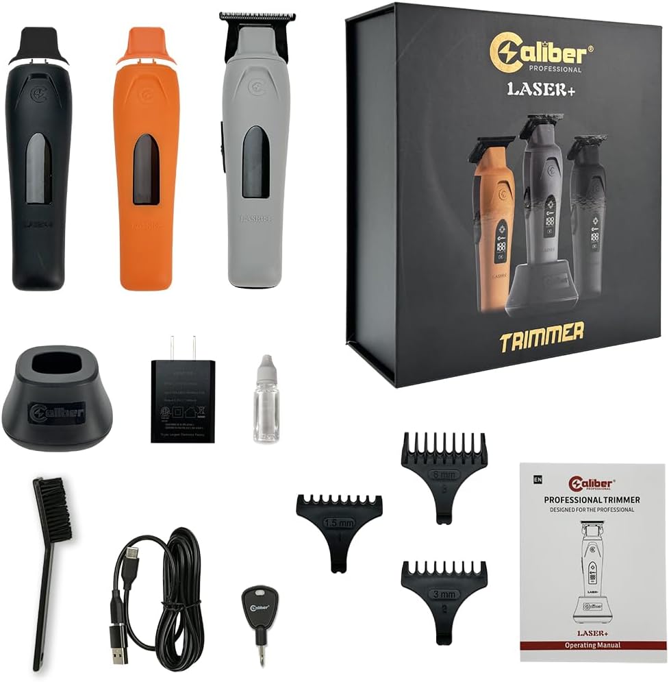 Caliber Laser+ Professional Hair Trimmer, Brushless Motor, LCD Display, DLC Blades, Cordless