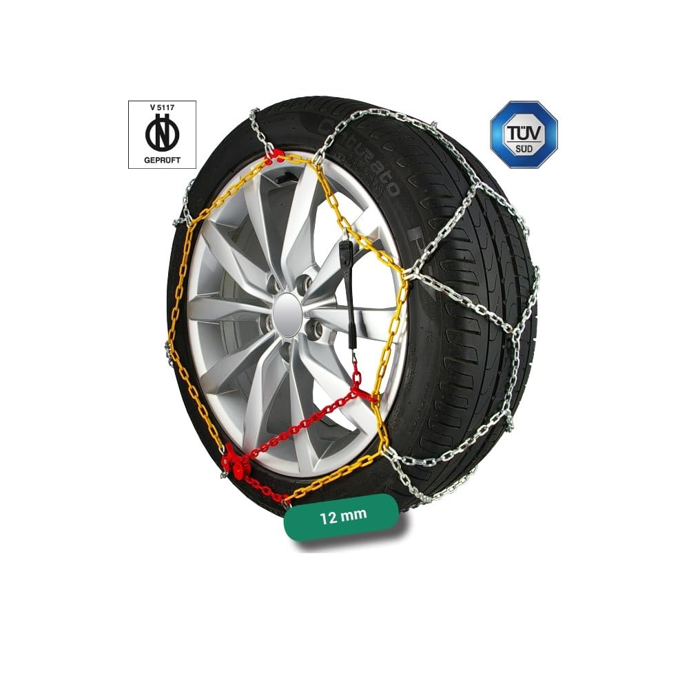 CATENE DA NEVE AUTO 195R14 CATENA DA 12MM PER SUV 4X4 COPPIA DI CATENE DA NEVE PER RUOTE GOMME PNEUMATICI DI AUTOMOBILI 2 PEZZI OMOLOGATE SU STRADA PER NEVE E GHIACCIO