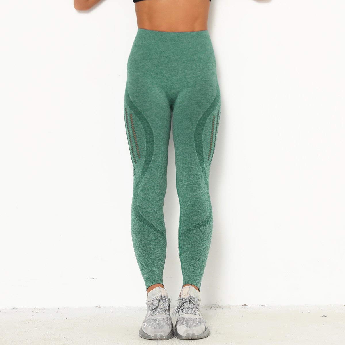LuisFranklin Legginsy damskie siłownia joga damskie legginsy fitness push up legginsy bezszwowe legginsy treningowe z wysokim stanem siłownia bezszwowe legginsy damskie XL zielone-3legginsy