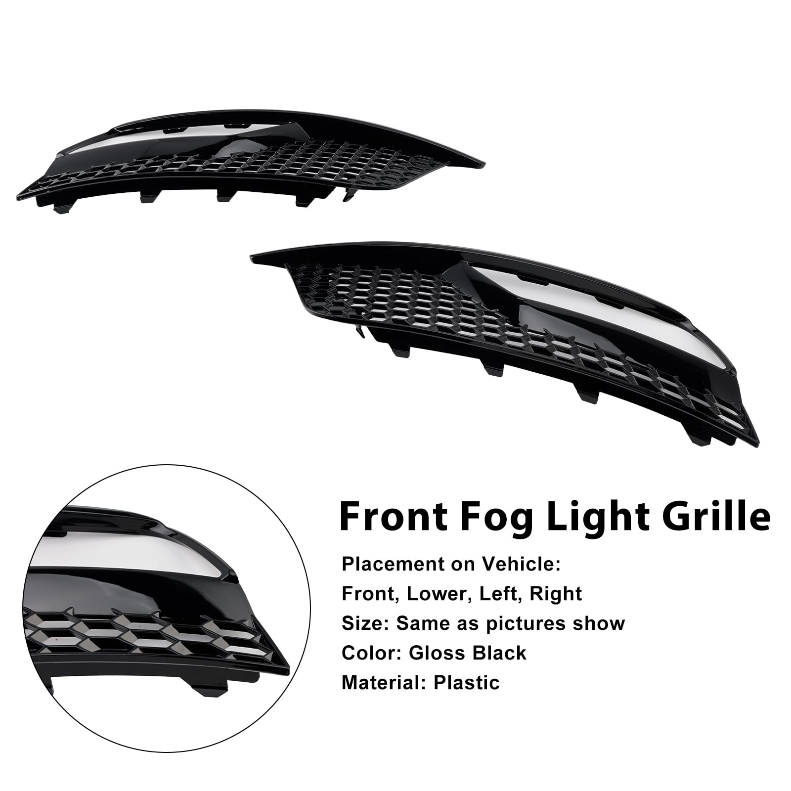 Griglia paraurti Anteriore Front Fog Light Grille Covers Fit for Audi A3 8V Sedan 2013-2016 Gloss Black (No Logo)