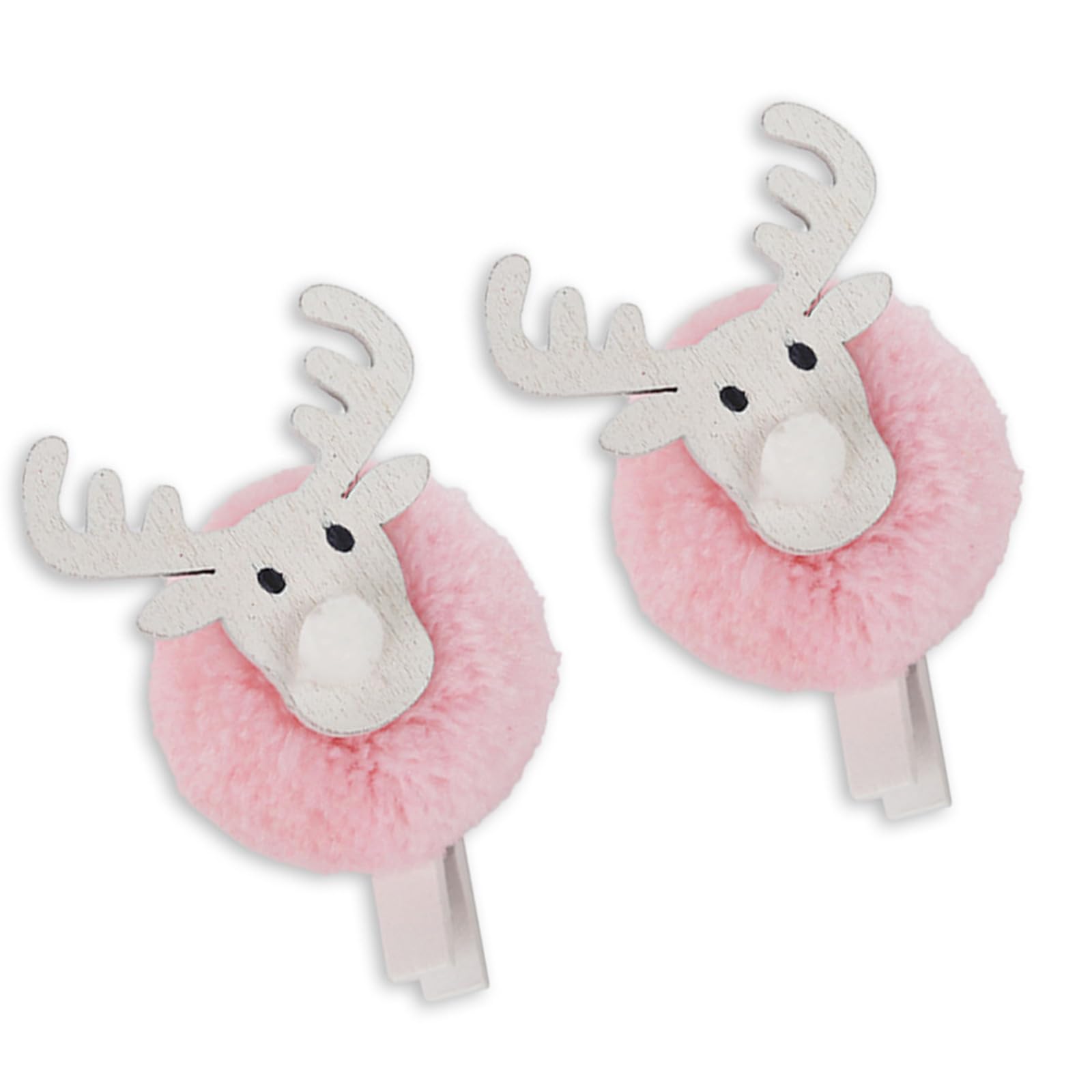 Carotoe D 2Pcs Christmas Reindeer Wooden Note Clips Soft Plush Woo Photo Holder Clip For Christmas Tree Photo Wall Ecoration Reindeer Ecorations
