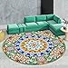 Okrągły dywanik miękkie eleganckie dywaniki można prać w pralce antypoślizgowa wewnętrzna sofa mata podłogowa dywan Chiński styl kwiat w stylu etnicznym czerwony niebieski zielony, ø 80 CM