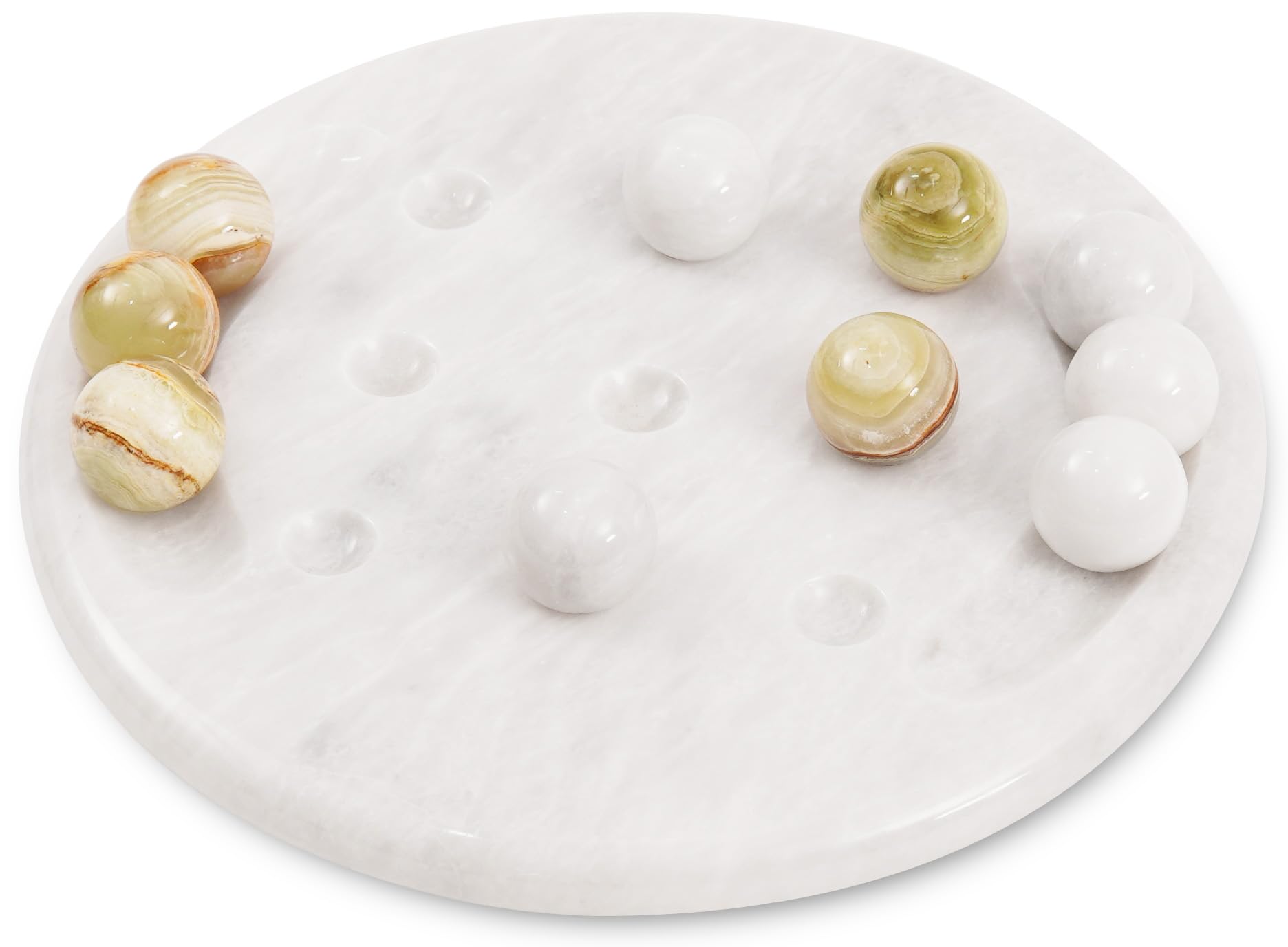 Radicaln Marble Tic Tac Toe Game White & Green 10" inch Handmade Board Game Coffee Tables - Game Nights for Adults - Party Games for Adults โ image 1