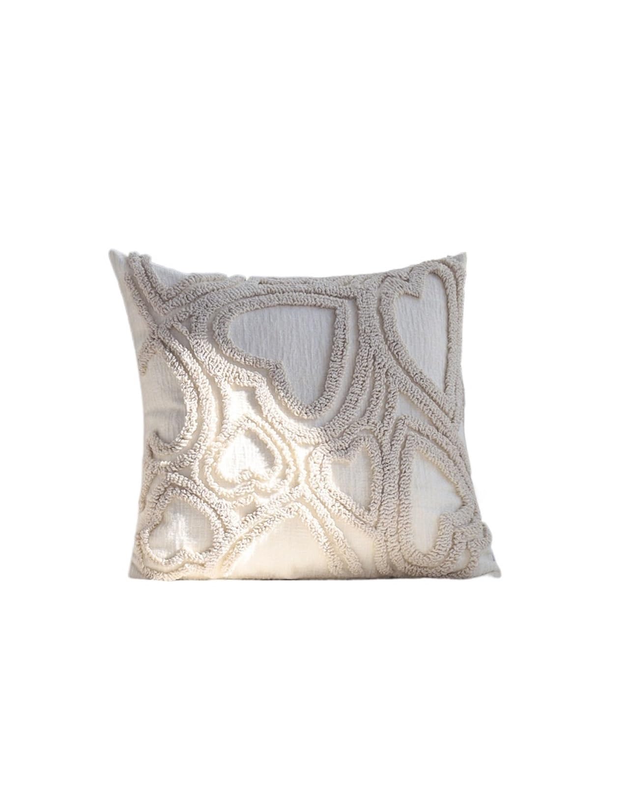 Pillow Cover Heart Pattern Cushion Covers 45x45cm Decorative Cushions Sofa Jacquard Room Decor Case(Beige)