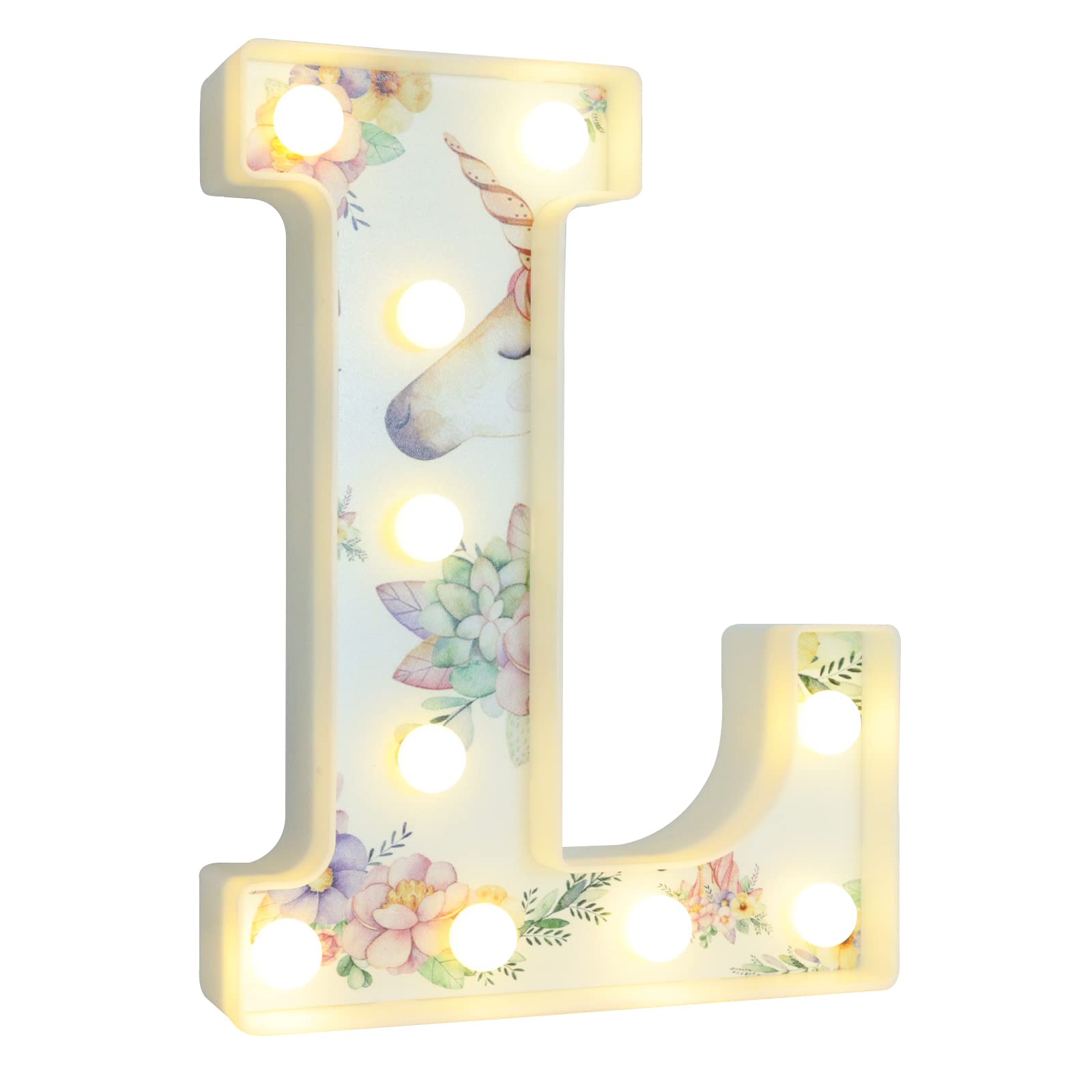 Light Up Letters for Girls, Unicorn Gifts for Girls Bedroom LED Letter Lights Warm White Alphabet Sign Birthday Party Decorations Night Light Christmas Valentine Wall Table Decor - L