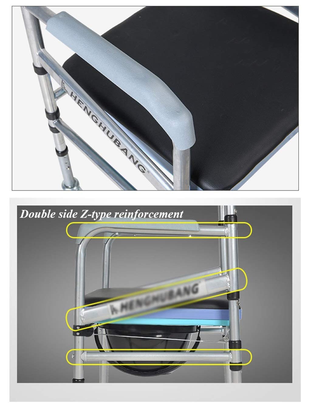 Toilettenstuhl Mit Rückenlehne Armlehne, Bad Dusche Wasserdicht Faltbar Sitz Alter Mann Ergonomie Tragbar Mobiles WC Toilettenhocker (Farbe : Ordinary)