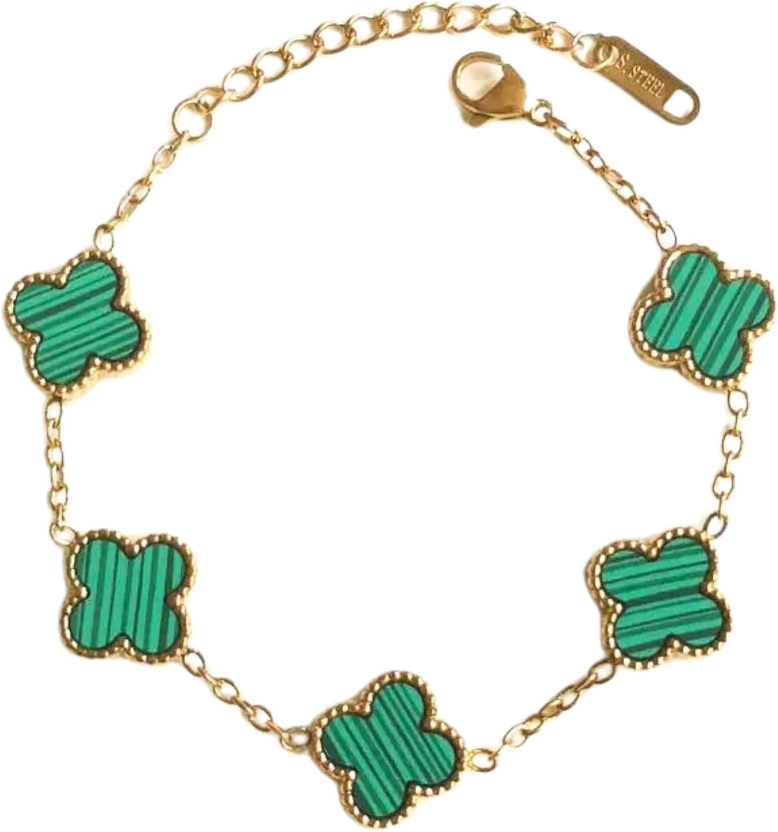 - Clover Anti Tarnish Bracelet for Women Stylish | Stainless Steel Bracelet for Woman | Fashion Jewellery for Women Aesthetic Accessories for Girls Chain Bracelet Gold