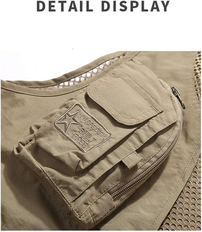 ベストマルチサイズツーリングマルチバッグ多目的ベスト 作業着ジャケット (Color : Khaki, Size : XXX 【ゴレアドール】