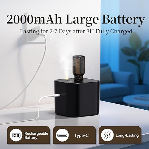 Miniatura 4 de Difusor de aroma sin agua con 3 modos de niebla, arranque de ciclo, máquina de aire de aroma inalámbrica para 200 pies cuadrados hogar,