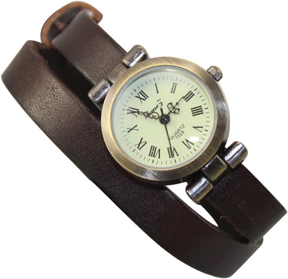 KANO BAK Quartz Fashion Weave Wrap Around Leather Retro Bracelet Woman's Wrist Watch Keep Brown