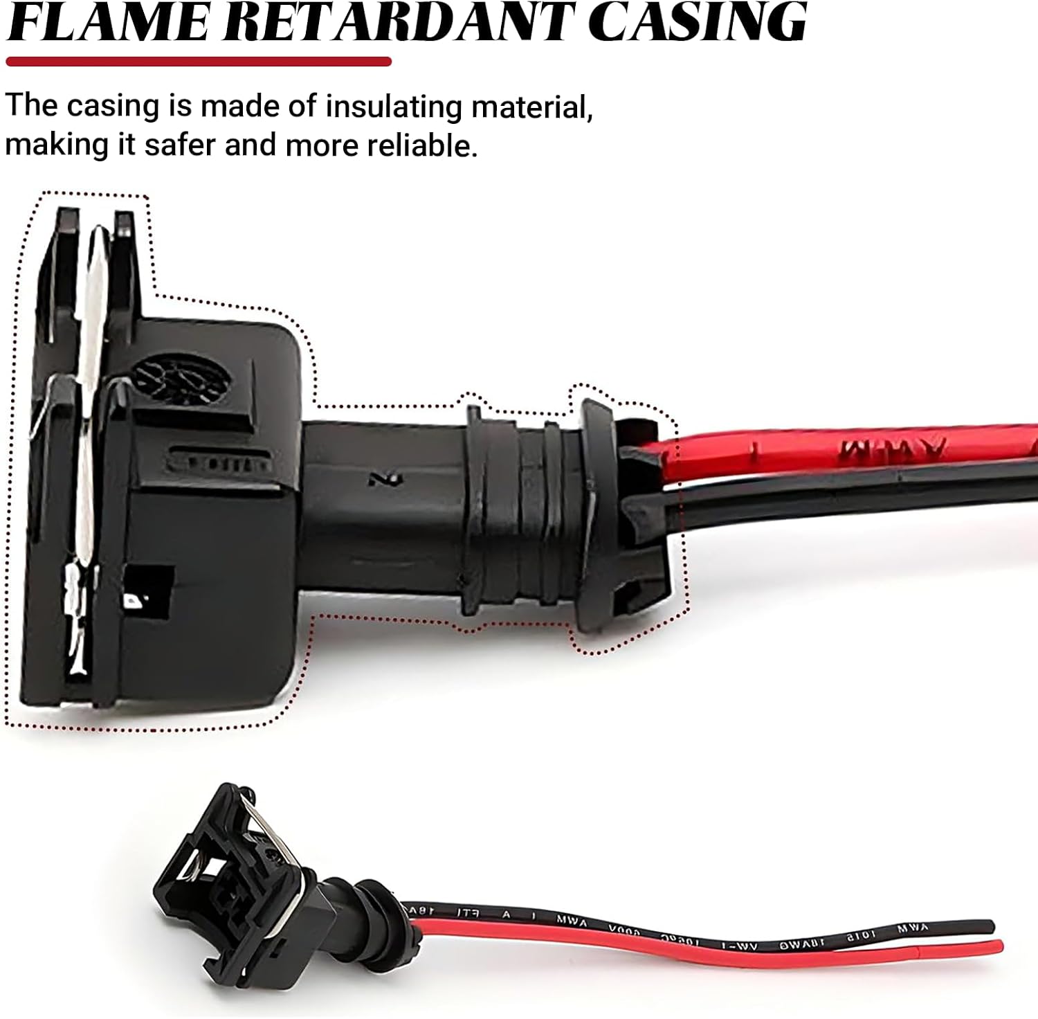 8PCS Automobile Fuel Injector Connector with Extended Pigtail Wiring Harness, Standard Specification Injector Socket, Copper Core Plug, Universal Automotive Plug Wiring Harness