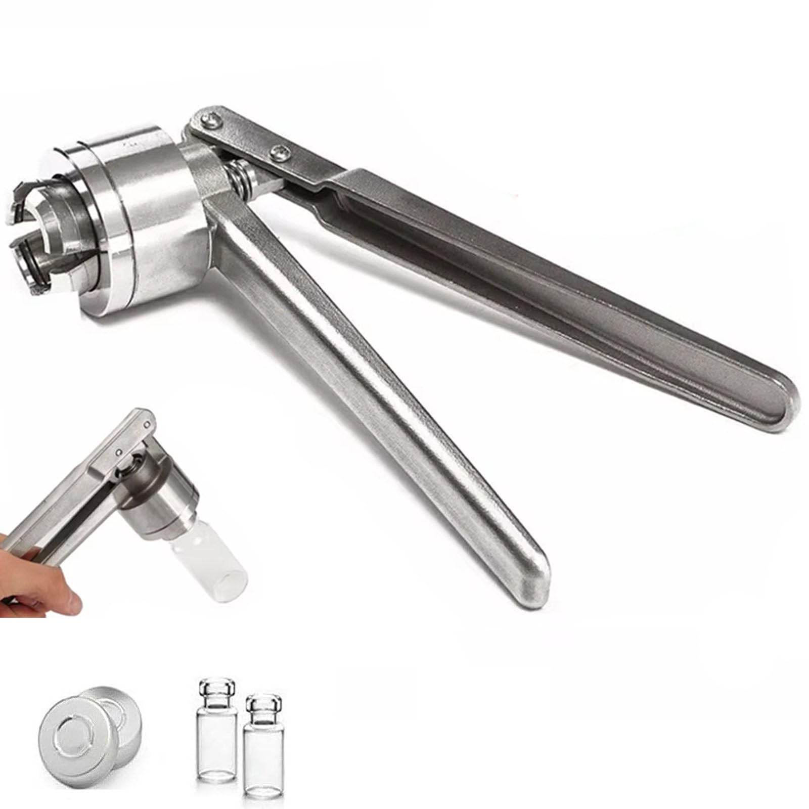 MáQuina De Sellado Manual para Viales De 13, 15 Y 20 Mm, MáQuina De Tapado, Selladora, Prensadora De Acero Inoxidable, Prensadora Manual para Viales, Prensadora De Tapas, Tapado Manual 13mmB