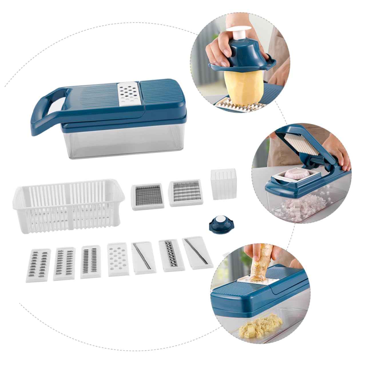LIFKOME Tagliaverdure Multifunzione Manuale, Affetta e Taglia a Julienne, in Plastica e Acciaio Inox, per Zucchine e Zucca,