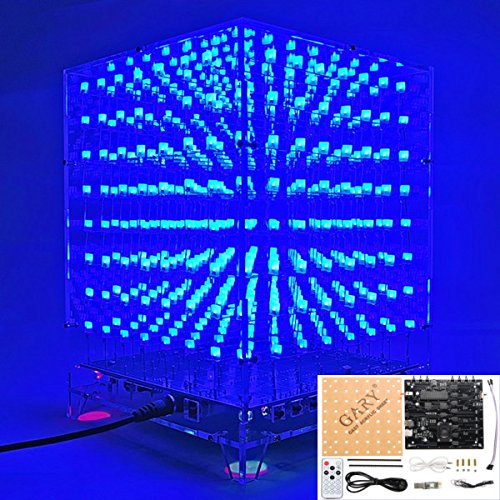 Bluelover Kit De Cubo De Luz 3D 8 Azul Led Mp3 Music Spectrum DIY Kit Electrónico