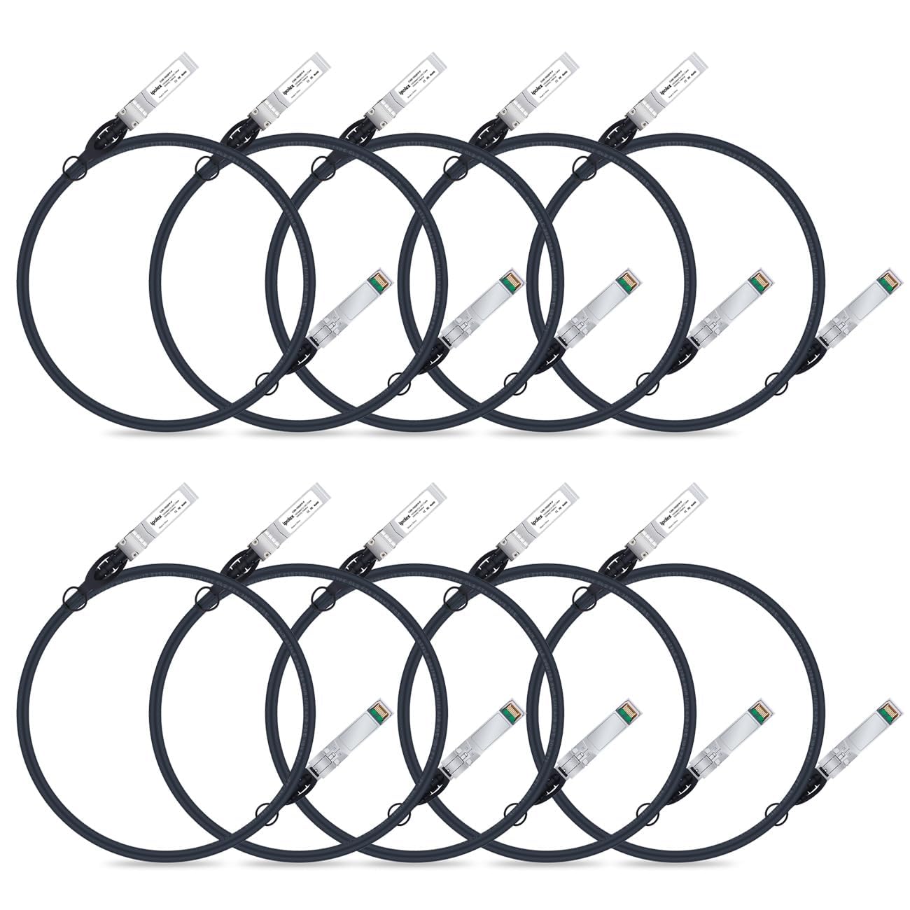 ipolex 10G SFP+ Kupferkabel, SFP+ DAC, 10GBASE-CU Direct Attach Kabel, 10Gb/s Passives Twinax Kabel Kompatibel für Cisco, Ubiquiti, Meraki, Mikrotik, Intel und mehr. 2-Meter, 10-Pack.
