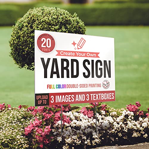 24x18\" Double Sided Custom Yard Sign with Metal Stakes, Personalized Full Color Corrugated Yard Sign for Outdoors, Front and Back Custom Printed Personalized Lawn Signs 10 Pack (Design 3)