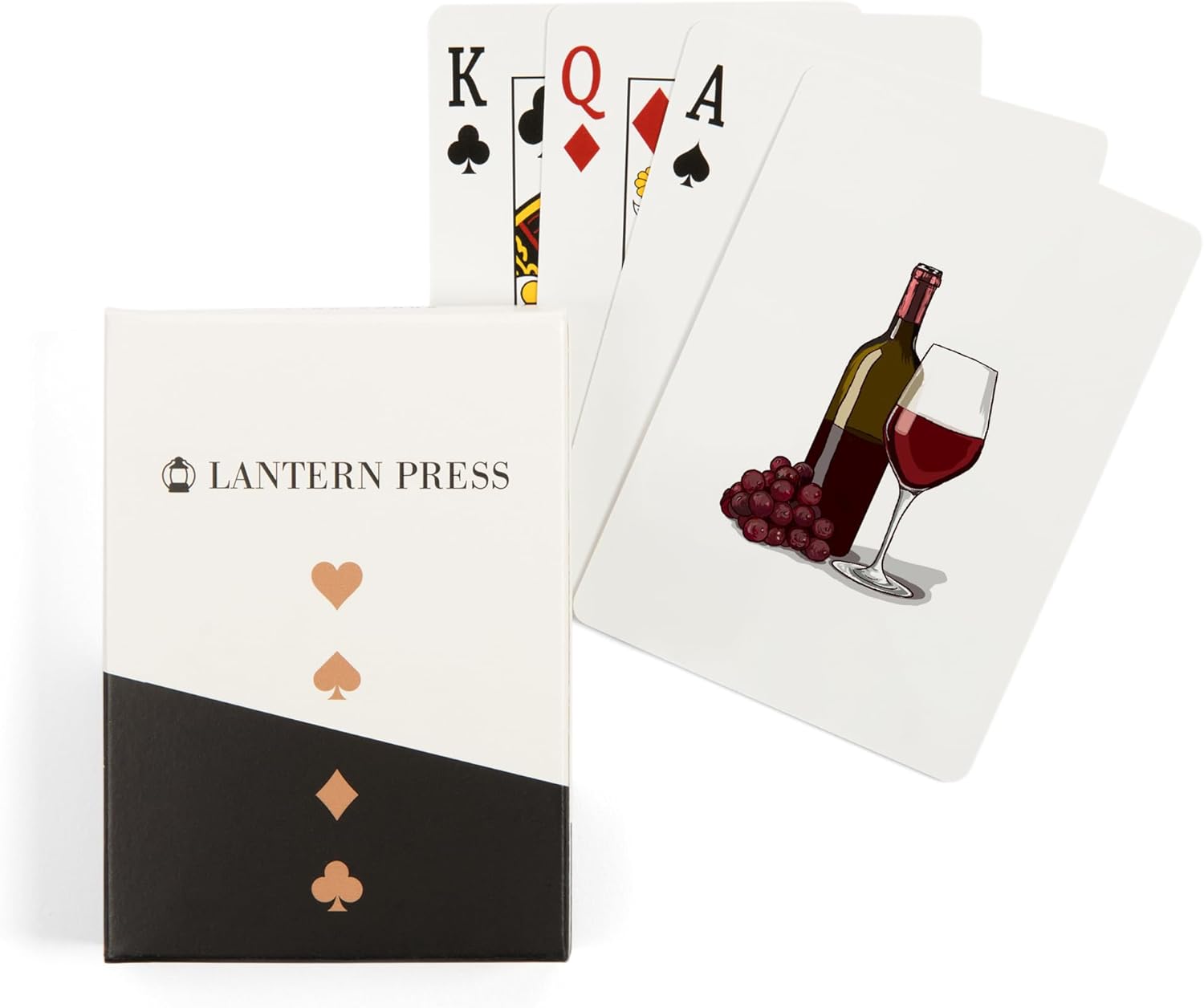 Lantern Press Wine Glass, Bottle, and Grapes, Icon, 52 Playing Cards for Adults, Poker Size Card Deck
