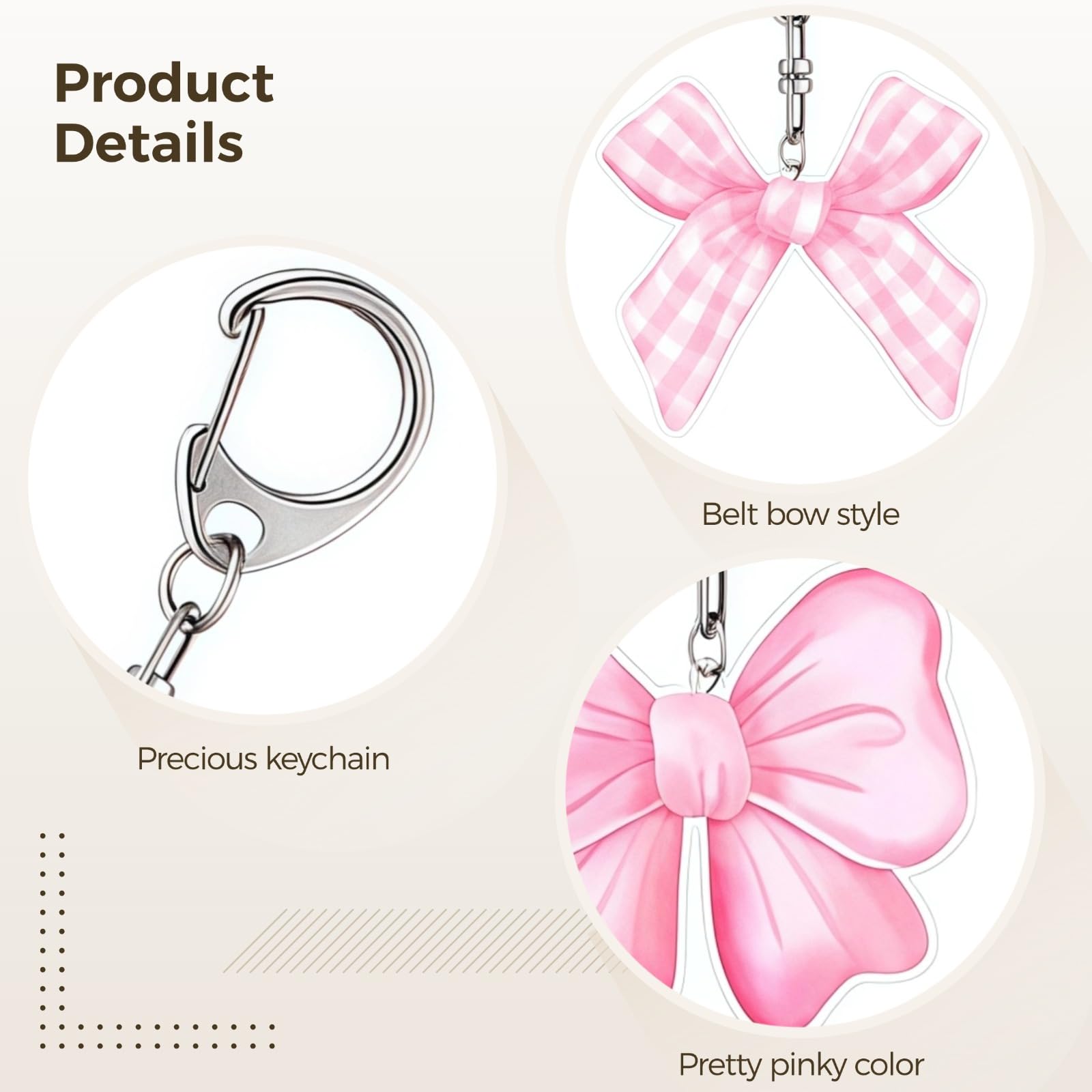 36 Stk. Schleifen-Schlüsselanhänger, rosa Acryl Partygeschenke, niedliche Taschenanhänger, süße Geschenke, vielseitige Deko für Frauen, in drei 12er Sets, mit Karabiner und weißen Konturen