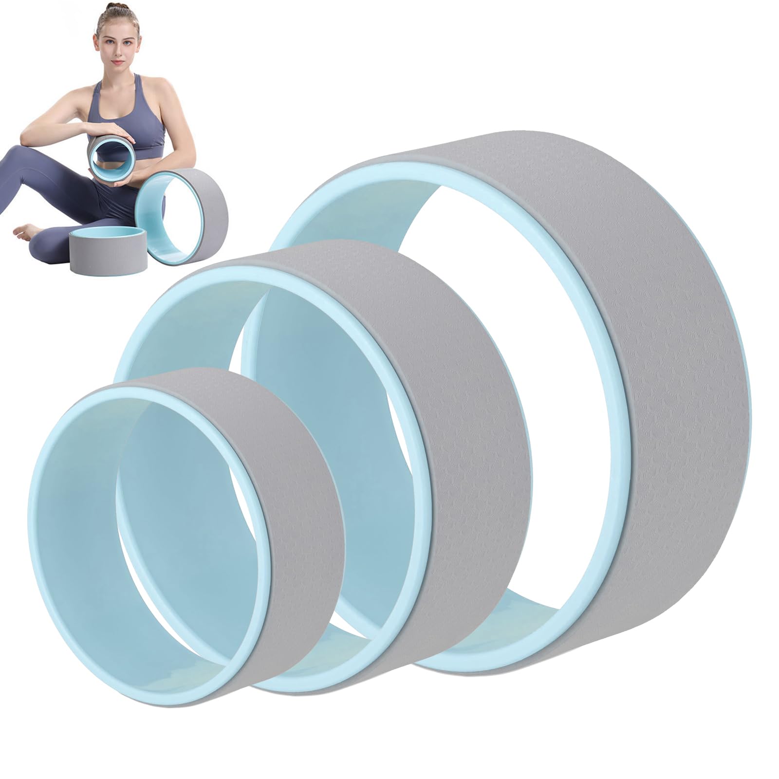 Juego de 3 ruedas de yoga, estables y cómodas para principiantes. Para mejorar la rigidez de la columna vertebral y el estiramiento de la espalda, con una capacidad de peso de hasta 150 kg
