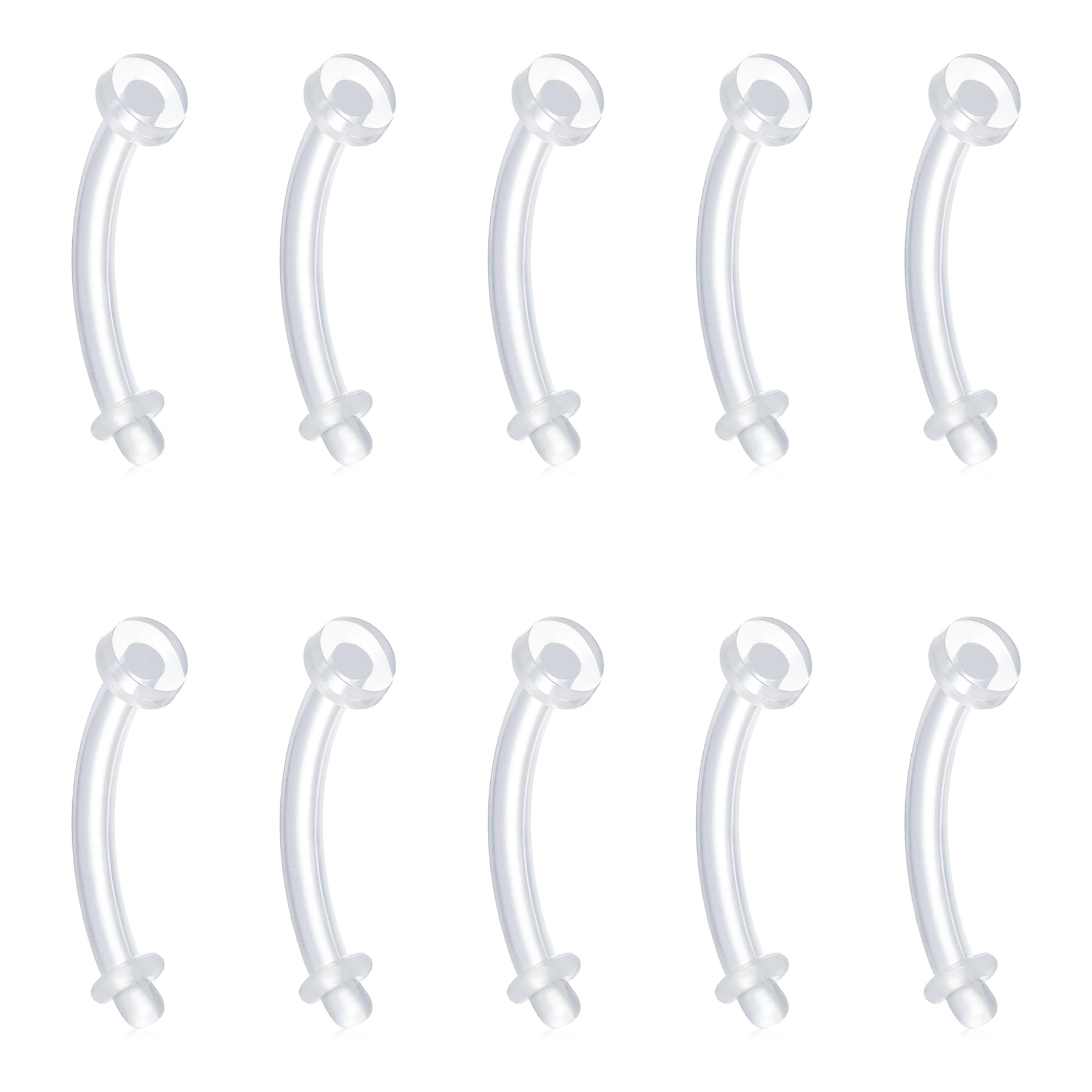 Funseedrr 14G Plastik Bauchnabelpiercing Retainers Curved Barbell Piercing Banane Kunststoff Acryl Flexible 8/10/12/14mm