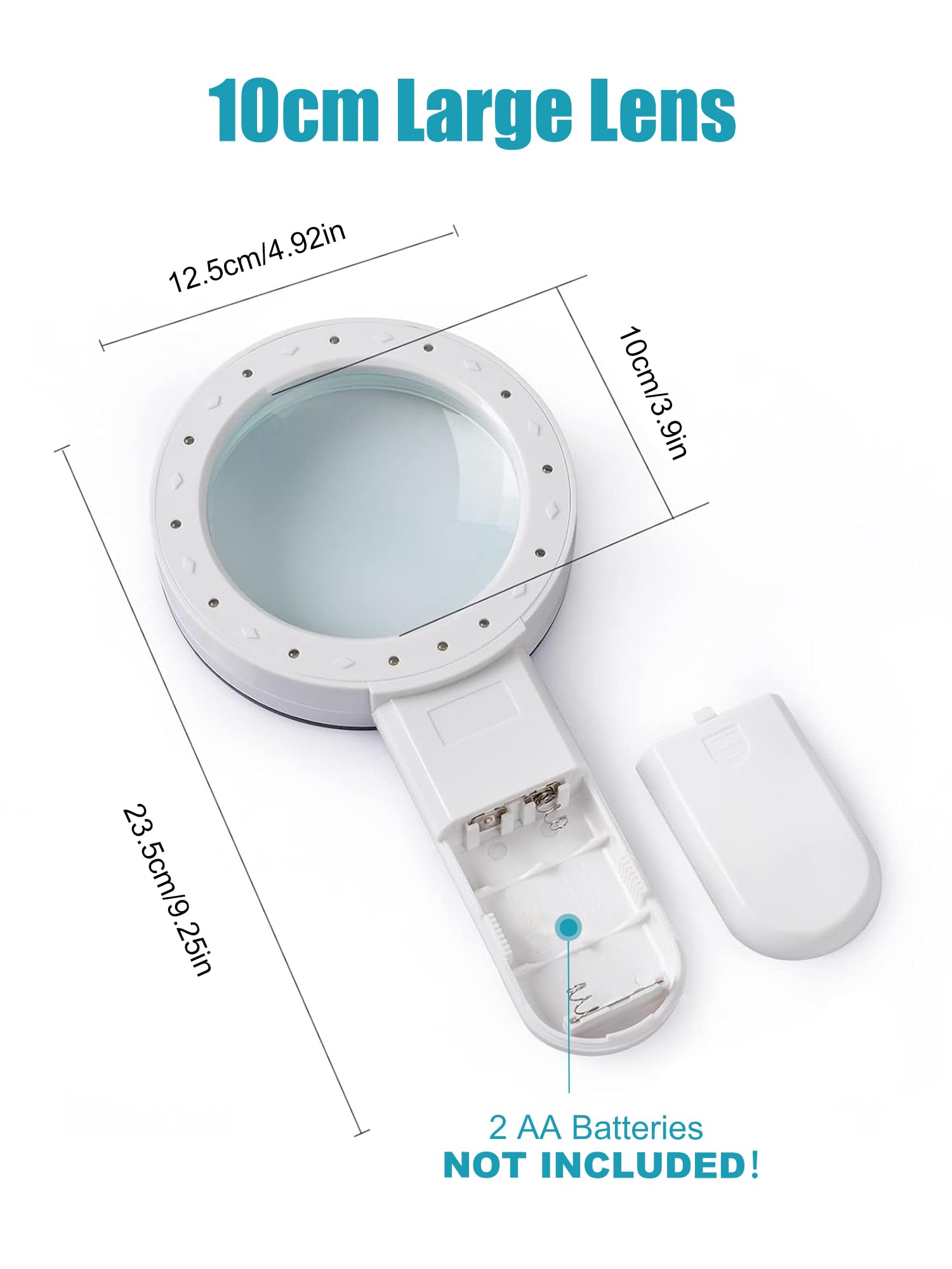 Lupa grande con luz, lupa de mano de 30 aumentos, 13 luces LED, lupa de lectura iluminada para personas mayores, lupa iluminada con inspección UV