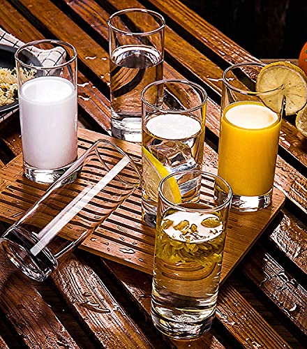 Image of Premium 350ML Juice Glasses Drinking Glasses, Highball Lead-Free Glasses, Tumblers for Water, Juice, Beer, Cocktail and Mixed Drinks - Pieces, Transparent (Tall Glasses, 6 Count (Pack of 1))