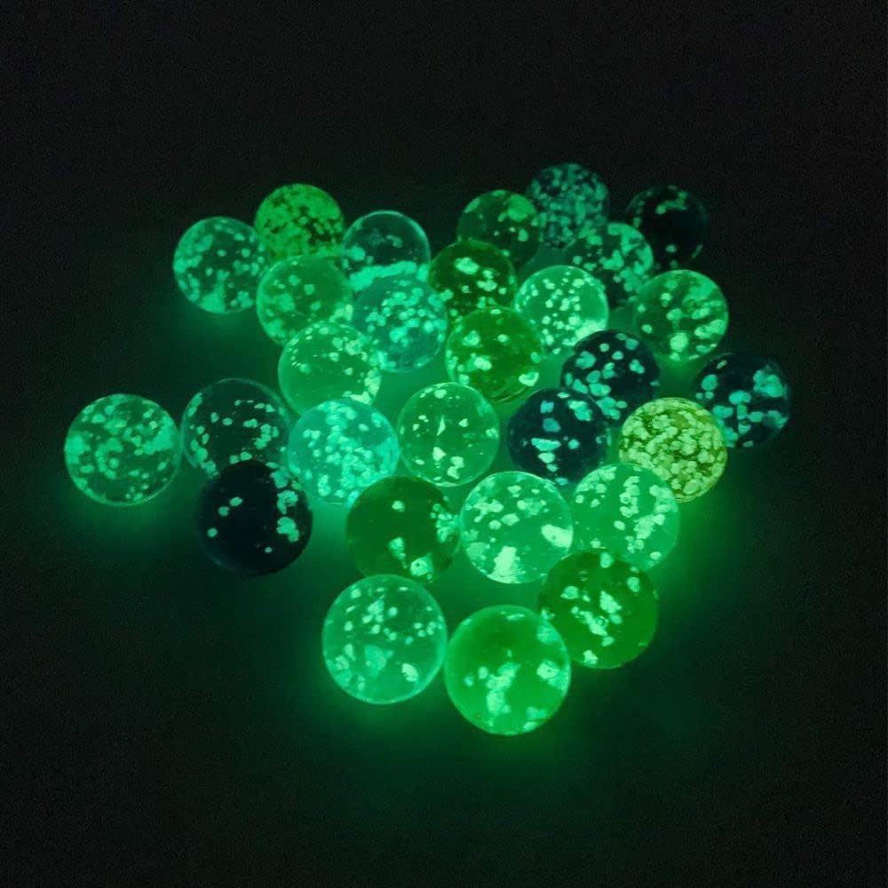 10Pcs Gold Marbles Glow in The Dark, Glass Ball Luminous Glass Ball Runs, DIY and Home Decoration Dice and Marbles, Games(12mm/0.47in)