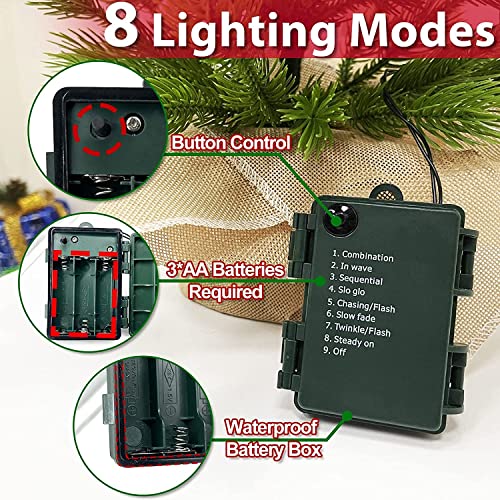 18 Inch 60 Led Thick Tabletop Prelit Christmas Tree Realistic Feel With Lights Timer Battery Powered 40 Branches 6 Pine Cone 8 Red Berries Artificial Xmas Spruce Tree Christmas Decoration Indoor Home #TOP3