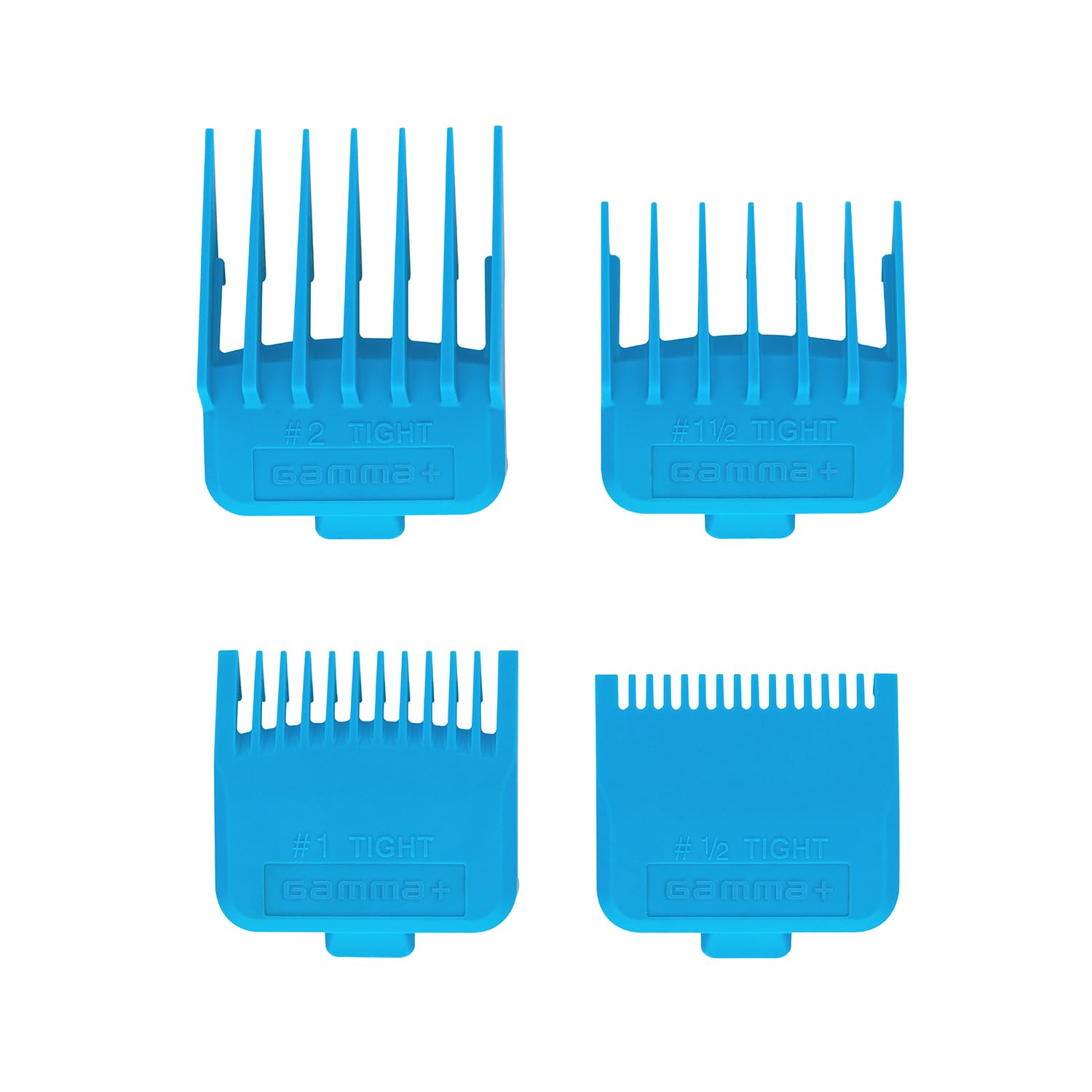 GAMMA+ Juego de 4 Peines Guía de Doble Imán para Cortapelos, 4 Tamaños de 1.5 a 6 mm, Color Azul, Compatible con Cortadora de Pelo Clipper Gamma+, Stylecraft y otras marcas