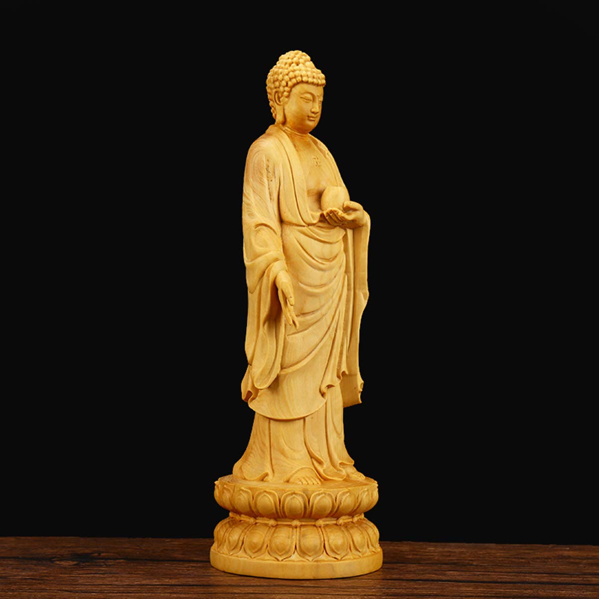 Amazon｜仏像 薬師如来 置物 製高級木彫り 蓮華座 彫刻仏像 天然