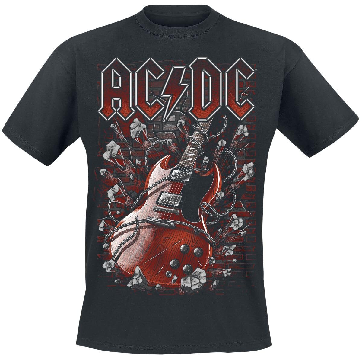 AC/DC Breaking The Wall Homme T-Shirt Manches Courtes Noir Regular/Coupe Standard
