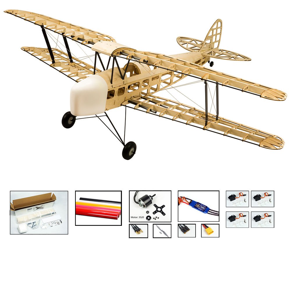 DW Hobby RC samolot 4CH radio zdalnie sterowane elektroniczne i gazowe samolot De Havilland DH82a tygrys mole dwupłaszczyzna rozpiętość skrzydeł 1400 mm drewno balsa zestaw do budowania samolotu + system zasilania + pokrycie S0904B