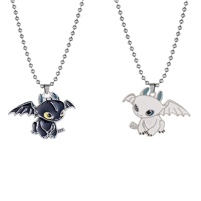 Buy Set of 2 Cute White and Black Dragon Necklace How to Train Your