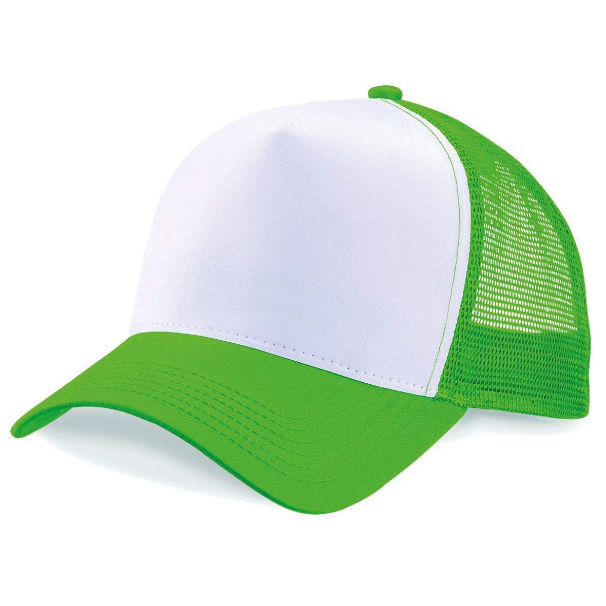 Mkr Unisex Green/White Plain Trucker Cap Mesh Back Baseball Cap Snapback