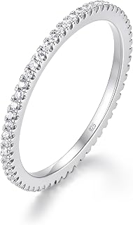 BORUO 925 Sterling Silver Eternity Band for Oura Ring, 1.5mm/3mm, 4-12