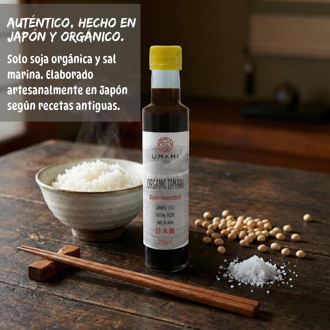 Umami Salsa de Soja Tamari BIO Kioke 250ml Fermentada 18 Meses Sin Gluten Premium